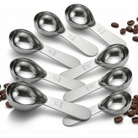8pcs Stainless Steel Coffee Scoop Coffee Scoop 2 Tablespoon (2 Tbsp / 1 oz) Measure Scoops With Clear Scale Stainless Steel Measuring Spoons For Coffee, Tea (30 ml*8,Silver)