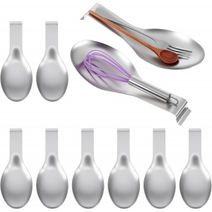10 Pcs Silver Stainless Steel Spoon Rest...
