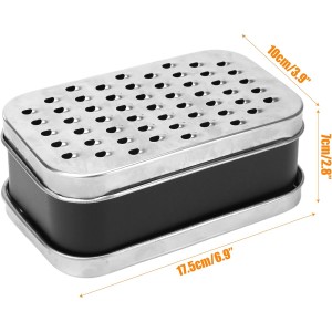 2 In 1 Cheese Grater with Container and Lid Metal Handheld with Storage Box Stainless Steel – Citrus Lemon Zester, Fruit Vegetable Onion Choppers, Airtight Includes Hand Peelers, Grinder, Shredder