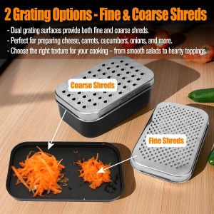 2 In 1 Cheese Grater with Container and Lid Metal Handheld with Storage Box Stainless Steel – Citrus Lemon Zester, Fruit Vegetable Onion Choppers, Airtight Includes Hand Peelers, Grinder, Shredder