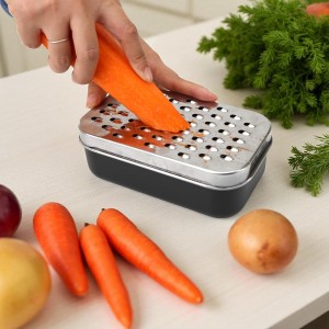 2 In 1 Cheese Grater with Container and Lid Metal Handheld with Storage Box Stainless Steel – Citrus Lemon Zester, Fruit Vegetable Onion Choppers, Airtight Includes Hand Peelers, Grinder, Shredder
