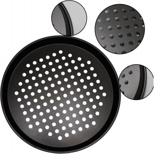 10 Inch Round Pizza Pan with Holes, Carbon Steel Pizza Pans fo Frozen & Homemade Pizza, Nonstick Pizza Tray for Oven