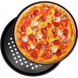 10 Inch Round Pizza Pan with Holes, Carbon Steel Pizza Pans fo Frozen & Homemade Pizza, Nonstick Pizza Tray for Oven