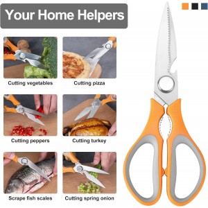 All Purpose Stainless Steel Dishwasher Safe Cooking Scissors - Kitchen Shears for Meat, Chicken, Fish, Vegetable 3-Pack