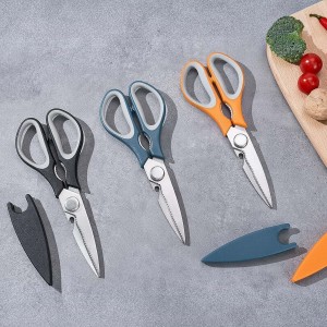 All Purpose Stainless Steel Dishwasher Safe Cooking Scissors - Kitchen Shears for Meat, Chicken, Fish, Vegetable 3-Pack