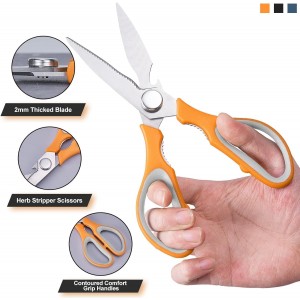 All Purpose Stainless Steel Dishwasher Safe Cooking Scissors - Kitchen Shears for Meat, Chicken, Fish, Vegetable 3-Pack