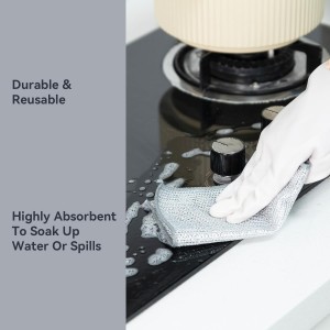 10 Pack Extra Large Non Scratch Wire Dishcloths, 30x30cm Double-Layer Silver Thread Kitchen Cleaning Rags, Dual-Sided Wet & Dry Reusable Steel Wire Dish Cloths for Cookware, Sinks, Stovetops