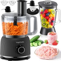 Food Processor and Blender Combo, 88 oz Food Chopper for Meat, Vegetable and Dough, 70 oz 700W Glass Jar Blender with 2 Speeds and Pulse for Smoothie, Nutrient Extractions, and More
