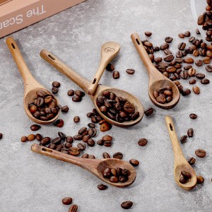 6pcs Wooden Measuring Spoons and Scoops Set Natural Acacia Wooden Measuring Spoons Measurings Tablespoons for Measurings Dry Ingredients(1/8 tsp+1/4 tsp+1/2 tsp+1 tsp+1/2 tbsp+1 tbsp)