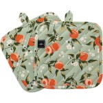 Pot Holders for Kitchen Heat Resistant Hot Pads for Countertops Oven Pot Holders Cotton Potholders for Kitchen Cooking Baking (Watercolor Apricot)