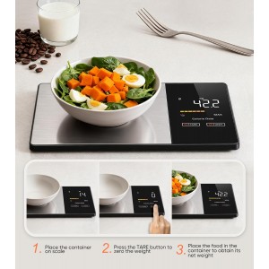 Smart Nutrition Food Scale with LED Display, Tracks Calories, Fat, Carbs & Protein via App, 1g Precision Digital Kitchen Scale for Healthy Eating & Meal Prep
