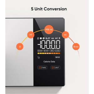 Smart Nutrition Food Scale with LED Display, Tracks Calories, Fat, Carbs & Protein via App, 1g Precision Digital Kitchen Scale for Healthy Eating & Meal Prep