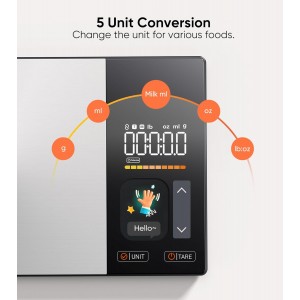 Smart Nutrition Food Scale with TFT Display, Tracks Calories, Fat, Carbs & Protein, Works with App for Daily Reports, 50 Built-in Foods, 23 Nutrients, Digital Kitchen Scale for Meal Prep