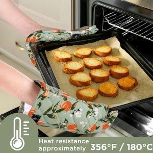 Oven Gloves Heat Resistant Potholder Set Oven Gloves with Anti-Slip Striped Cooking Gloves for Cooking Baking - 2PCS