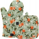 Oven Gloves Heat Resistant Potholder Set Oven Gloves with Anti-Slip Striped Cooking Gloves for Cooking Baking - 2PCS