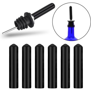 24 Pack Bottle Pourers Dust Covers Olive Oil Bottle Dispenser Rubber Caps for Liquor Pour Spout Flow Pourers Liquor Bottle Pourer Bottle Spout Liquor Pourer with Tapered Spout Alcohol Syrup