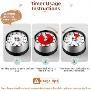 Mechanical Kitchen Timer with Magnetic Back, Visual Time Management Timer for Cooking, Baking, Classroom and Home Use