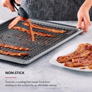 KitchenAid Nonstick Swiss Engineered Aluminized Steel Cooling Rack, Dishwasher Safe, Contour Silver, 13x18 Inch