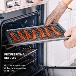 KitchenAid Nonstick Swiss Engineered Aluminized Steel Cooling Rack, Dishwasher Safe, Contour Silver, 13x18 Inch