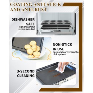 Nonstick Baking Pans Set, 19 PCS Stackable Bakeware Sets, Oven Pan Set Includes Baking Tray, Cookie Sheet, Cake Pans, Loaf Pan, Muffin Pan, Silicone Cups