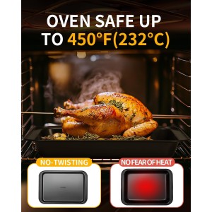 Nonstick Baking Pans Set, 19 PCS Stackable Bakeware Sets, Oven Pan Set Includes Baking Tray, Cookie Sheet, Cake Pans, Loaf Pan, Muffin Pan, Silicone Cups