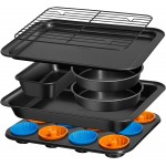 Nonstick Baking Pans Set, 19 PCS Stackable Bakeware Sets, Oven Pan Set Includes Baking Tray, Cookie Sheet, Cake Pans, Loaf Pan, Muffin Pan, Silicone Cups