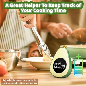 Avocado Digital Countdown Timer, Cute Kitchen Gadget, Adjustable Volume Timer for Cooking and Baking, One-Button Design, 99-Minute, Use AAA Battery, Portable Digital Timer, Home Kitchen Tool