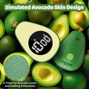 Avocado Digital Countdown Timer, Cute Kitchen Gadget, Adjustable Volume Timer for Cooking and Baking, One-Button Design, 99-Minute, Use AAA Battery, Portable Digital Timer, Home Kitchen Tool