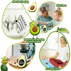 Avocado Digital Countdown Timer, Cute Kitchen Gadget, Adjustable Volume Timer for Cooking and Baking, One-Button Design, 99-Minute, Use AAA Battery, Portable Digital Timer, Home Kitchen Tool