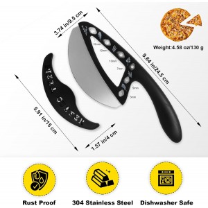 2-in-1 Pizza Cutter Rocker Blade with Herb Stripper Holes, Sharp Stainless Steel Pizza Knife with Protective Cover, Dishwasher Safe,Herb Stripping Tool for Basil,Rosemary