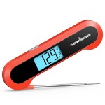 Professional 0.5 Sec Instant Read Meat Thermometer Digital, NIST Certified ±0.5℉ Accuracy, Auto Rotate Large LCD Display, Highly Waterproof Cooking Thermometer for Baking Grill BBQ Smoker Oven, Red