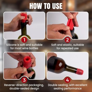 Silicone Wine Stopper for Wine Bottles, 2025 New Wine Stoppers for Wine Bottles, Seal Bottle Cover for Beer Champagne, Glass Bottle Sealer Covers Wine Stoppers for Home Use (4, All)