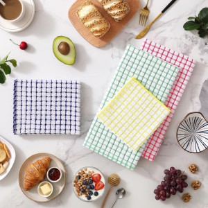 Homaxy Kitchen Towels and Dishcloths Set, 16 x 25 and 12 x 12 Inches, Set of 8 Cotton Terry Kitchen Dish Towels, Super Soft and Absorbent Dish Cloths, Blue/Yellow/Red/Green