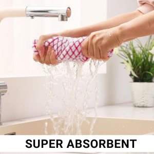 Homaxy Kitchen Towels and Dishcloths Set, 16 x 25 and 12 x 12 Inches, Set of 8 Cotton Terry Kitchen Dish Towels, Super Soft and Absorbent Dish Cloths, Blue/Yellow/Red/Green