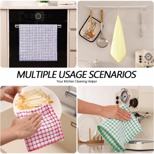 Homaxy Kitchen Towels and Dishcloths Set, 16 x 25 and 12 x 12 Inches, Set of 8 Cotton Terry Kitchen Dish Towels, Super Soft and Absorbent Dish Cloths, Blue/Yellow/Red/Green