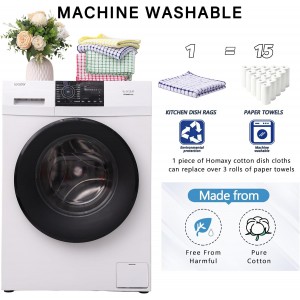 Homaxy Kitchen Towels and Dishcloths Set, 16 x 25 and 12 x 12 Inches, Set of 8 Cotton Terry Kitchen Dish Towels, Super Soft and Absorbent Dish Cloths, Blue/Yellow/Red/Green