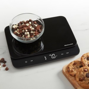 KitchenAid KQ917 High Capacity Glass Surface Digital Kitchen and Food Scale, 30 Pound Capacity and Precision, Grams, Ounces, Pounds, Fluid Ounces & Milliliters, LED, Tare Function, Black