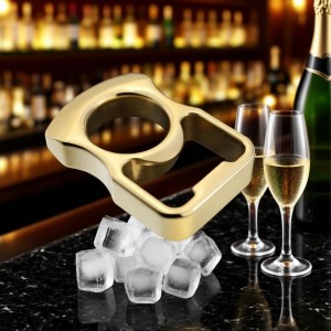 Beer Bottle Opener: Handcrafted in Brass Copper, Parties Accessory for Opening Beer Tops (Gold)