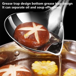 Stainless Steel Soup Ladle Oil Separator Gravy Food Skimmer Spoon Set of 2 Pcs, Kitchen Oil Filter Spoon Gravy Separator Ladle for Cooking(SIZE:2 Pcs)