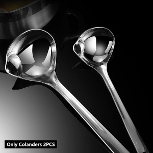 Stainless Steel Soup Ladle Oil Separator Gravy Food Skimmer Spoon Set of 2 Pcs, Kitchen Oil Filter Spoon Gravy Separator Ladle for Cooking(SIZE:2 Pcs)