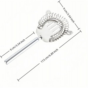 Professional Strainer for Bartender - Fine Mesh Cocktail Strainer with Detachable Spring, Leak Proof, Fits Shaker Tins & Pint Glasses, Professional 304 Stainless Steel, Dishwasher Safe Bar Tool
