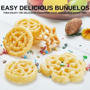 Bunuelos Mold with Handle, 304 Stainless steel Flower, Round and Star Rosette Molde with Long Fork- Rosette Para Buñuelos de Viento Moldes Mexicanos Tools Set with 3 Interchangeable Heads