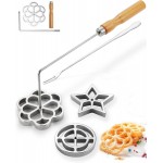 Bunuelos Mold with Handle, 304 Stainless steel Flower, Round and Star Rosette Molde with Long Fork- Rosette Para Buñuelos de Viento Moldes Mexicanos Tools Set with 3 Interchangeable Heads