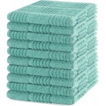 DecorRack 10 Pack 100% Cotton Kitchen Towels, 12x12 inch Soft Terry Dishcloths, Absorbent Hand Towels for Cleaning, Drying & Dishes, Plaid Pattern Cleaning Rags, Mint (Pack of 10)