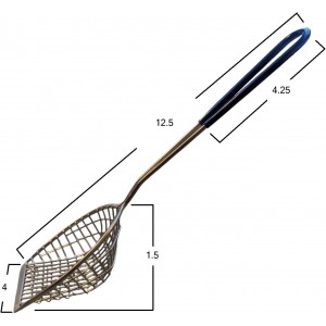 The Original Frying Scoop, stainless steel skimmer for cooking, draining and frying