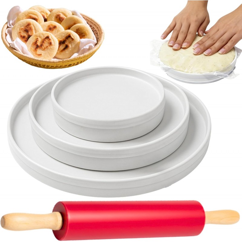 Molde para Arepas Rodillo Incluido (with Rolling Pin) – 3 Sizes (5.9