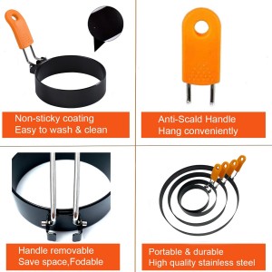 4 Packs 6 Inch Pancake Ring for Griddle, 6