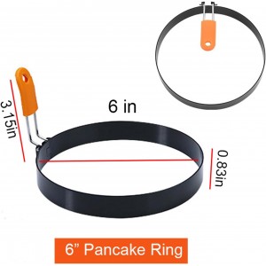 4 Packs 6 Inch Pancake Ring for Griddle, 6