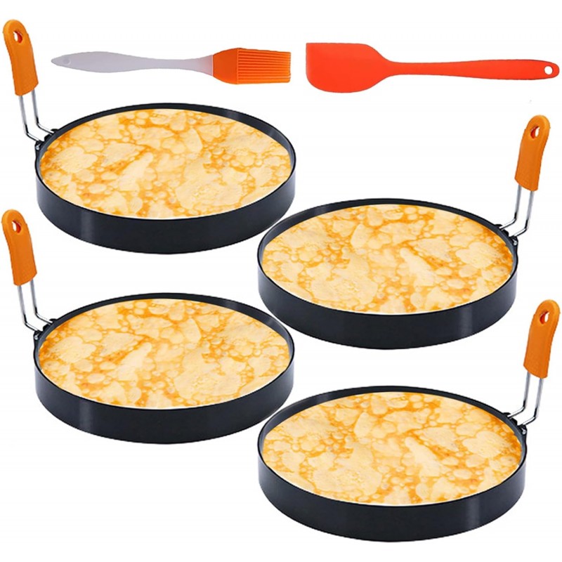 4 Packs 6 Inch Pancake Ring for Griddle, 6