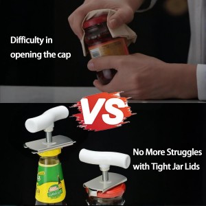 Adjustable Stainless Steel Jar Opener for Seniors, Heavy Duty Jar Lid Opener, Manual Gripper for Weak Hands, Multi-Size Lid & Bottle Opener